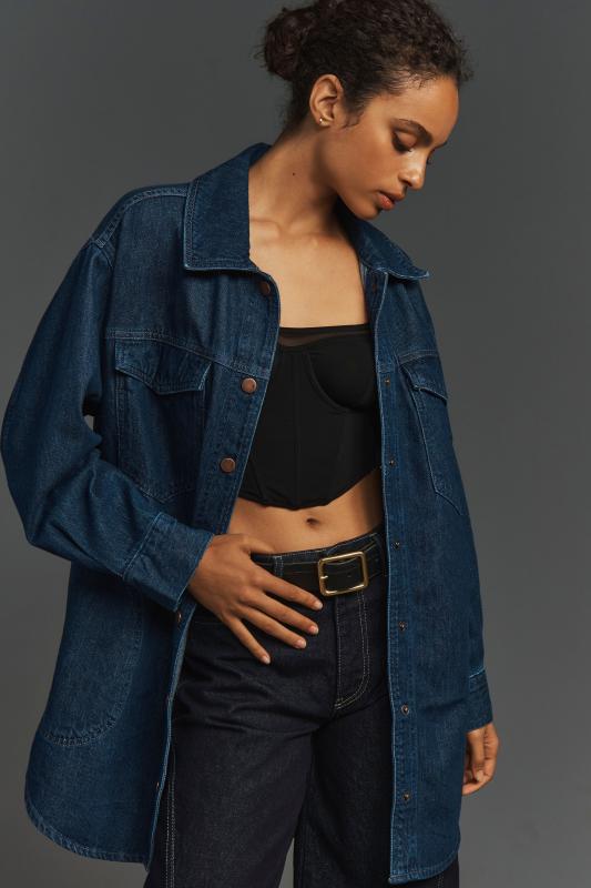 Anthropologie PilcroのTillieリラックスデニムシャケット The Tillie Relaxed Denim Shacket by Pilcro: Whipstitch