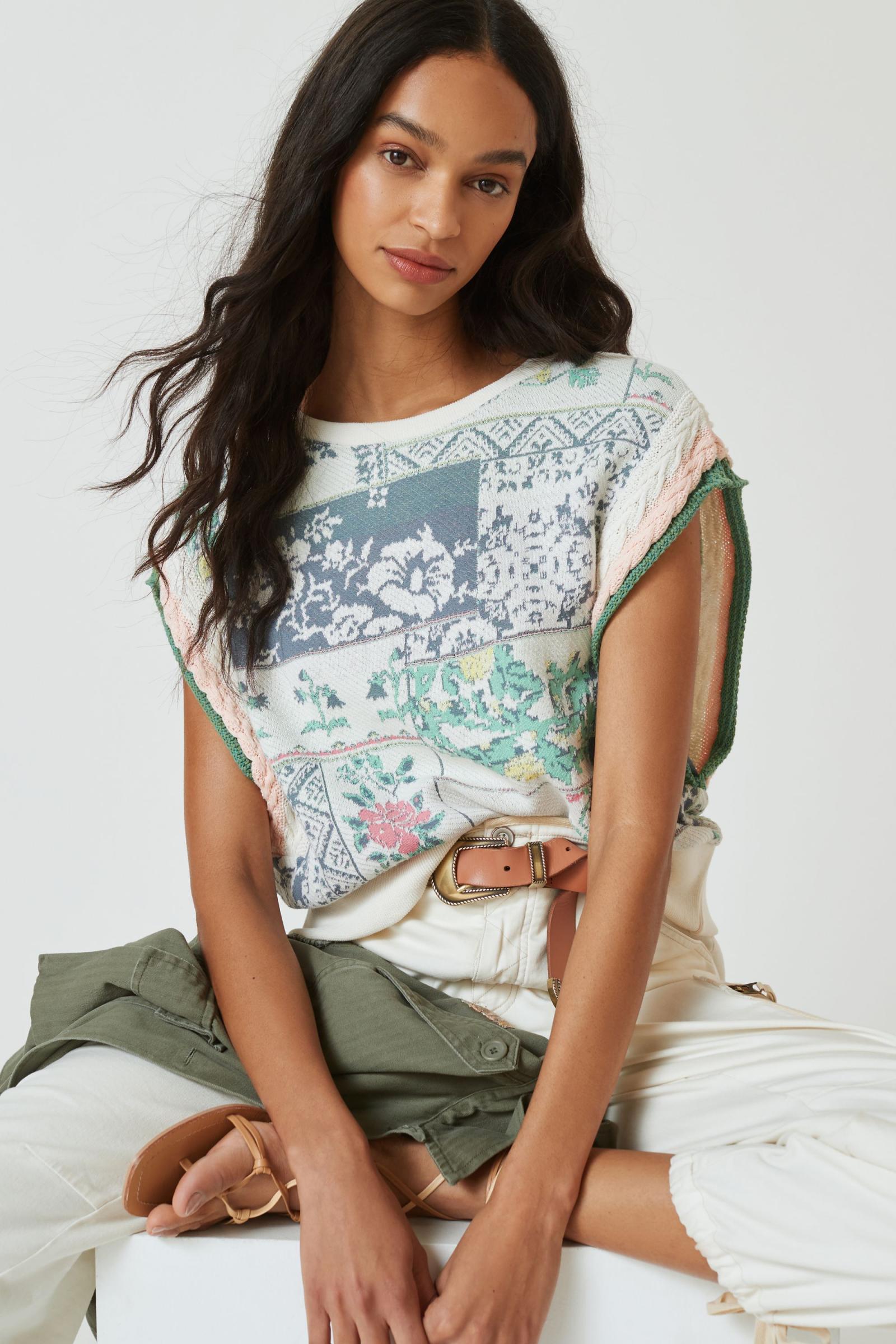 anthropologie floral vest