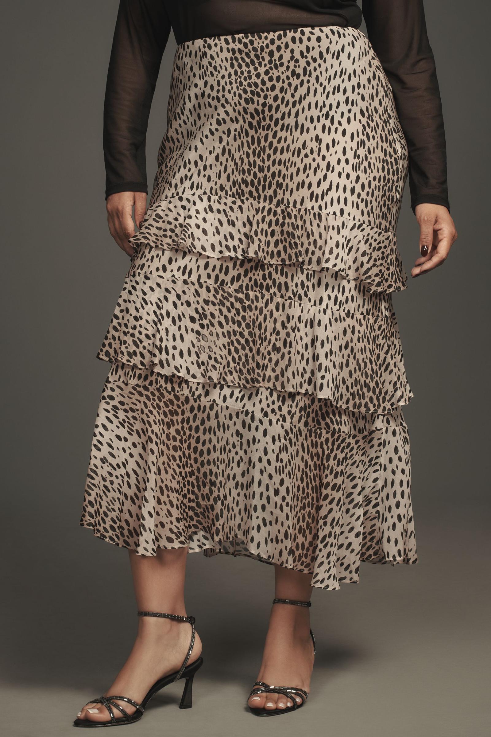 【Anthropologie】RIXO レオパードプレスリーシルクスカート RIXO Leopard Preslee Silk Ruffled Midi Skirt | Anthropologie
