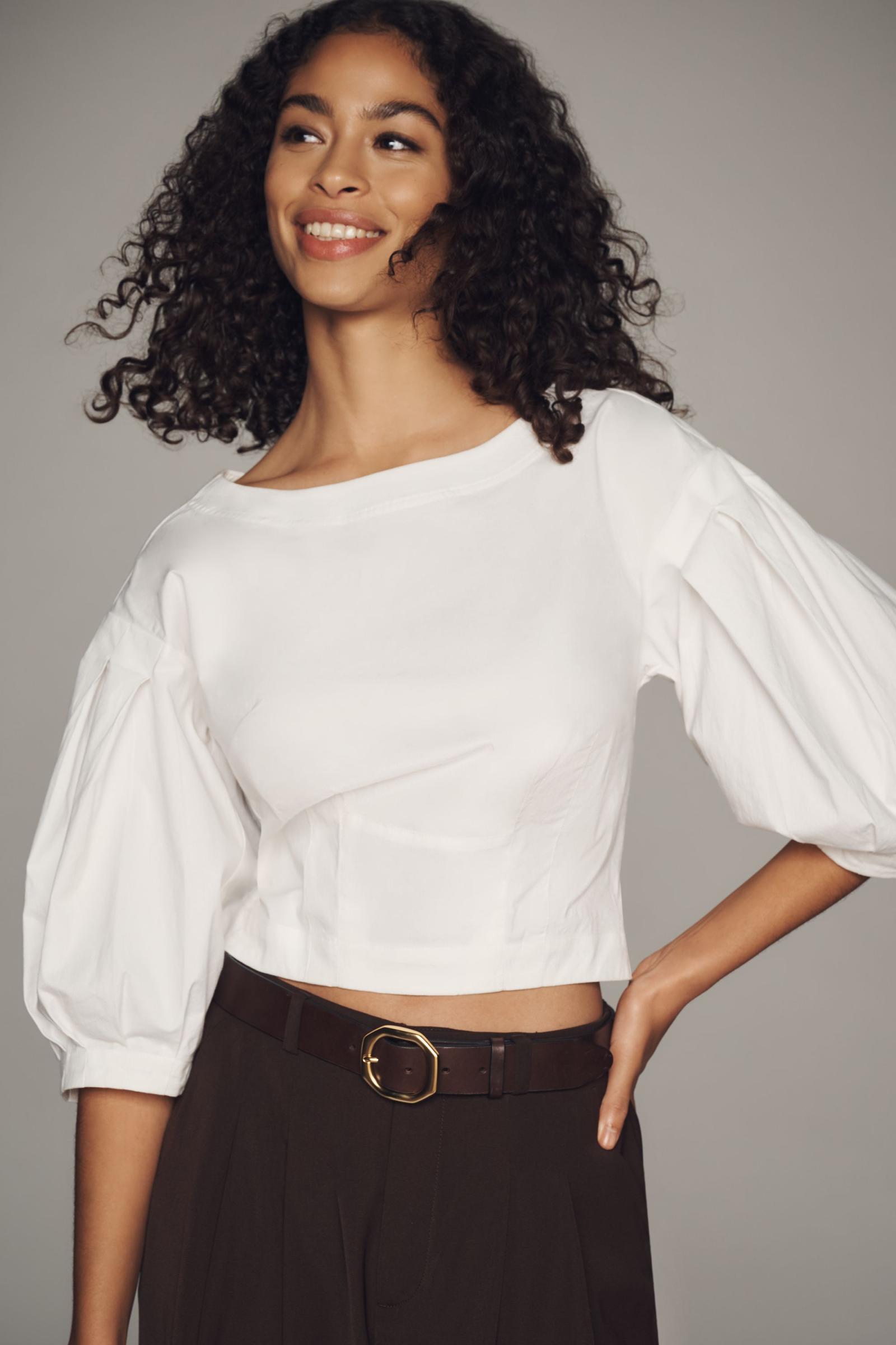 Linda Puff Sleeve Button Up in Pink | Altar'd State