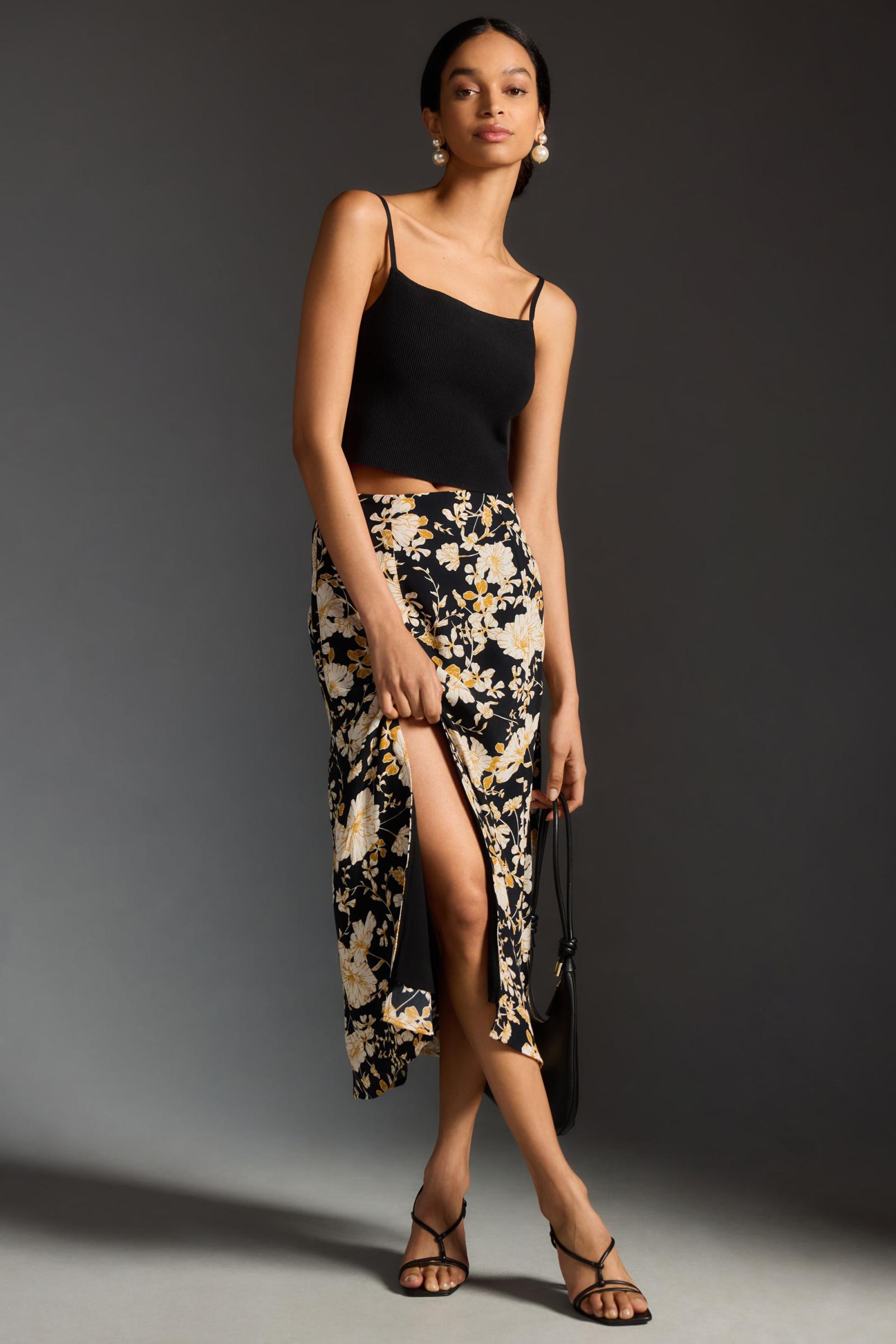 The Lille Side-Slit Midi Skirt by Maeve | Anthropologie