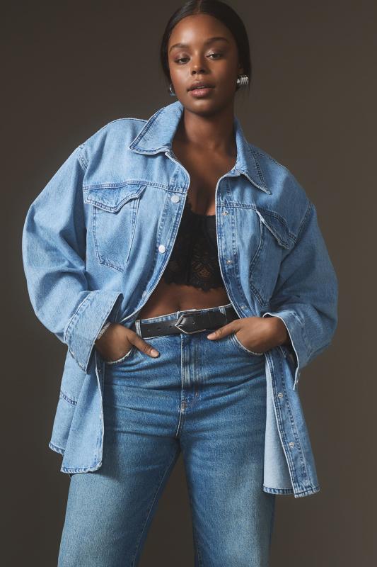 The Tillie Relaxed Denim Shacket by Pilcro | Anthropologie