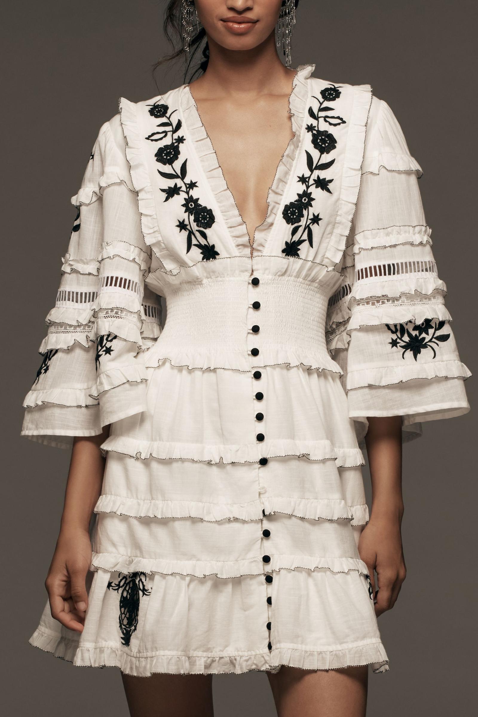 Anthropologie Vネック ボタンフロント ミニドレス Anthropologie Vネック ボタンフロント ミニドレス