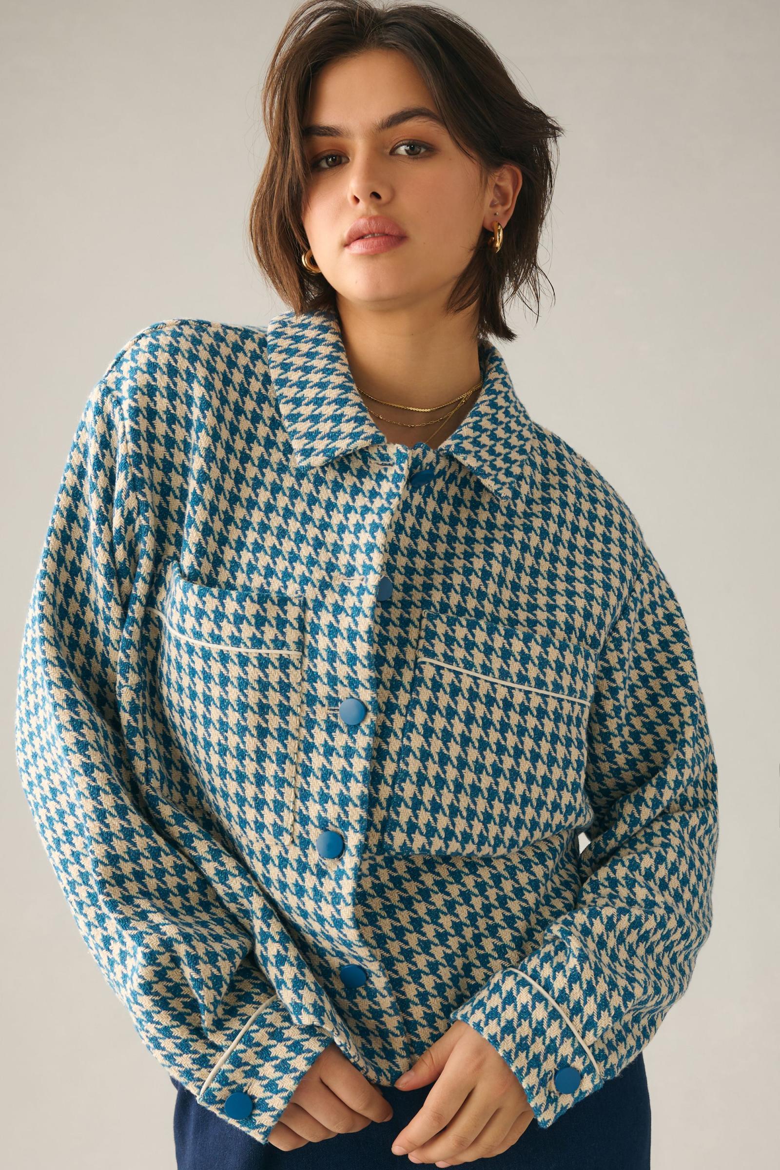 Monki houndstooth jacket Clearance
