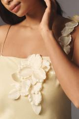 Hutch 3D Floral Appliqué Linen-Blend Dress | Anthropologie