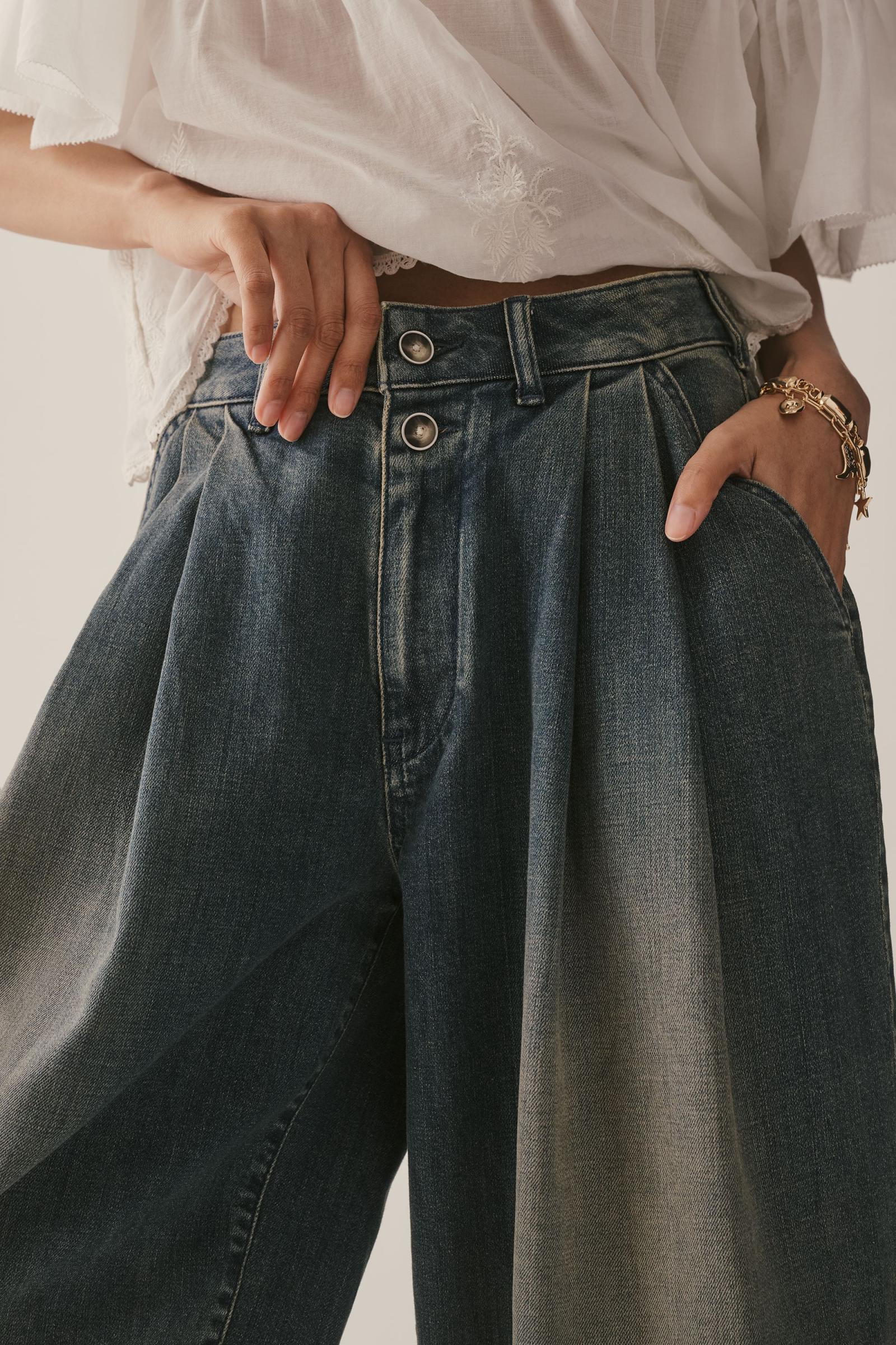 Pilcro Pleated High-Rise Balloon-Leg Jeans | Anthropologie