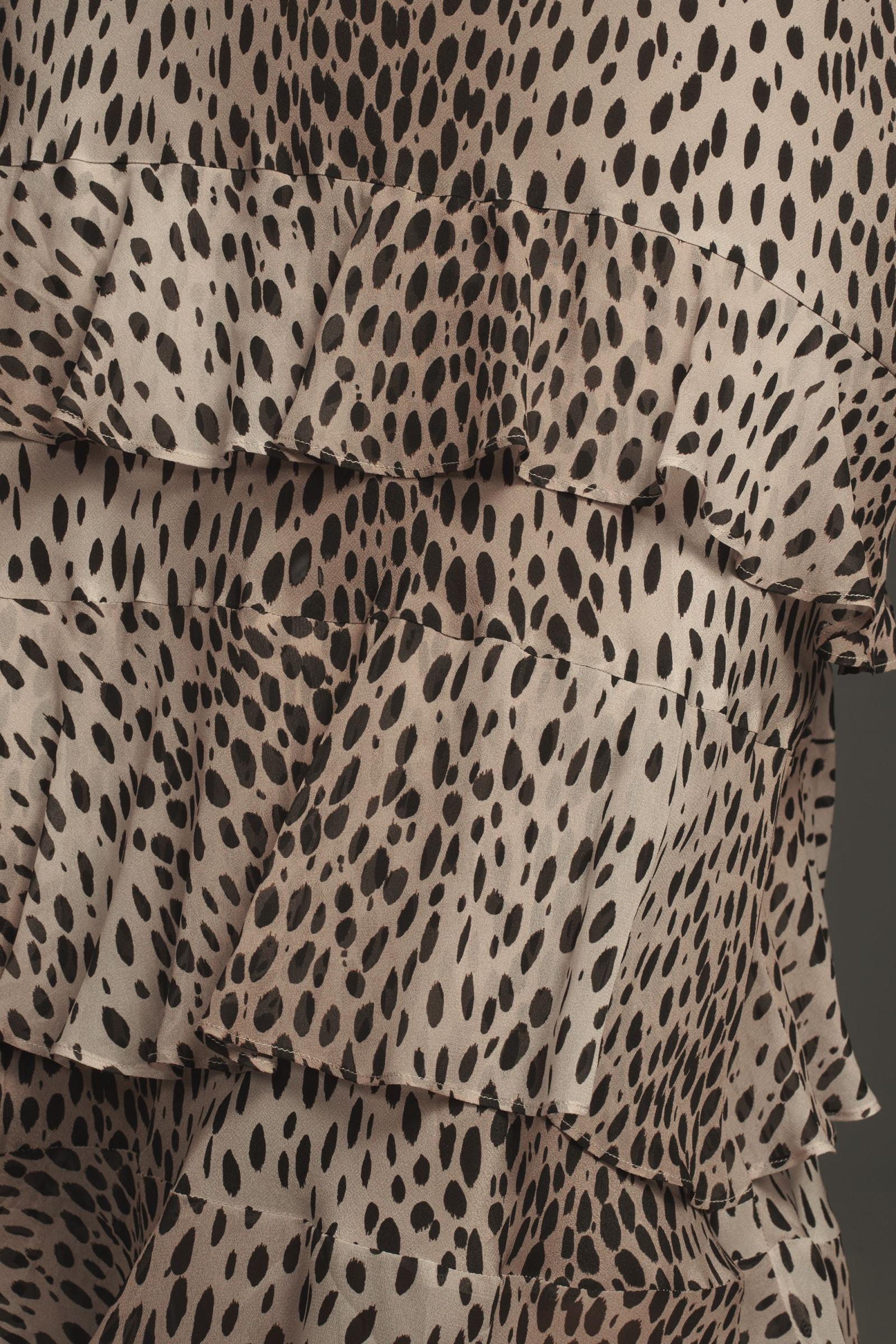 RIXO Leopard Preslee Silk Ruffled Midi Skirt | Anthropologie