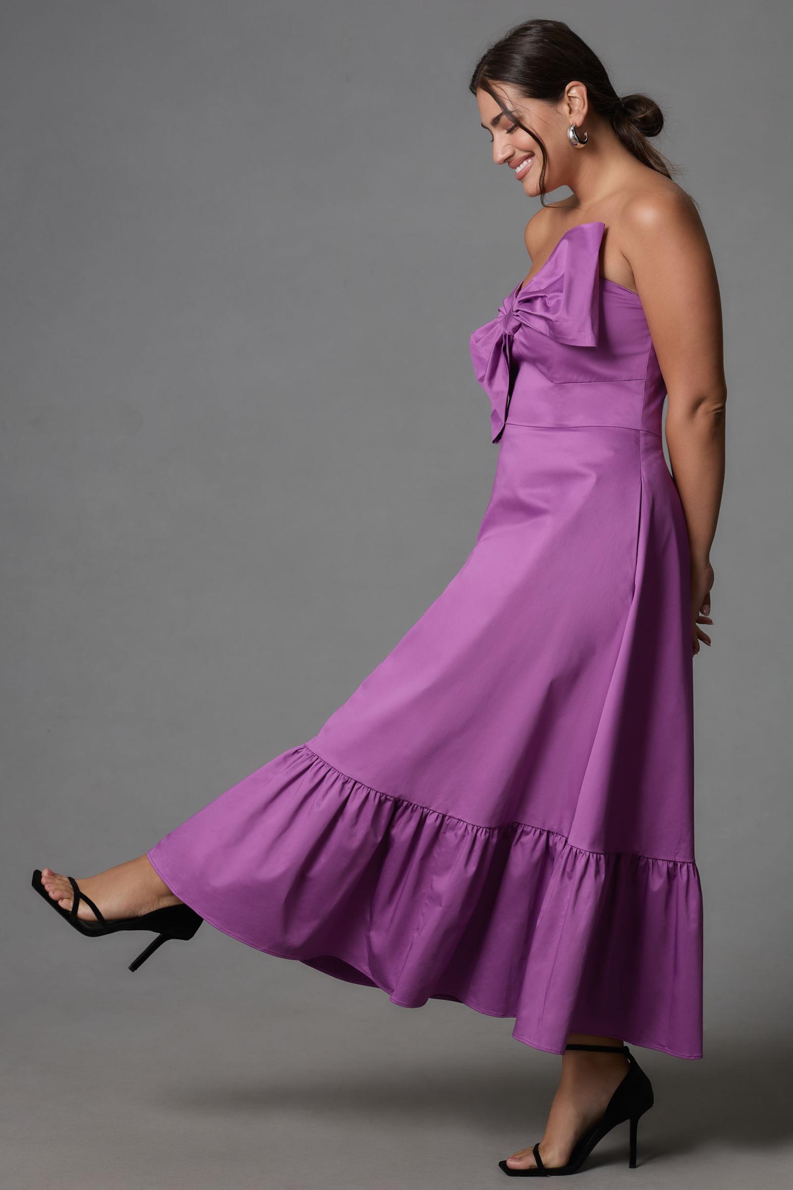 colorblocked bow tie maxi dress