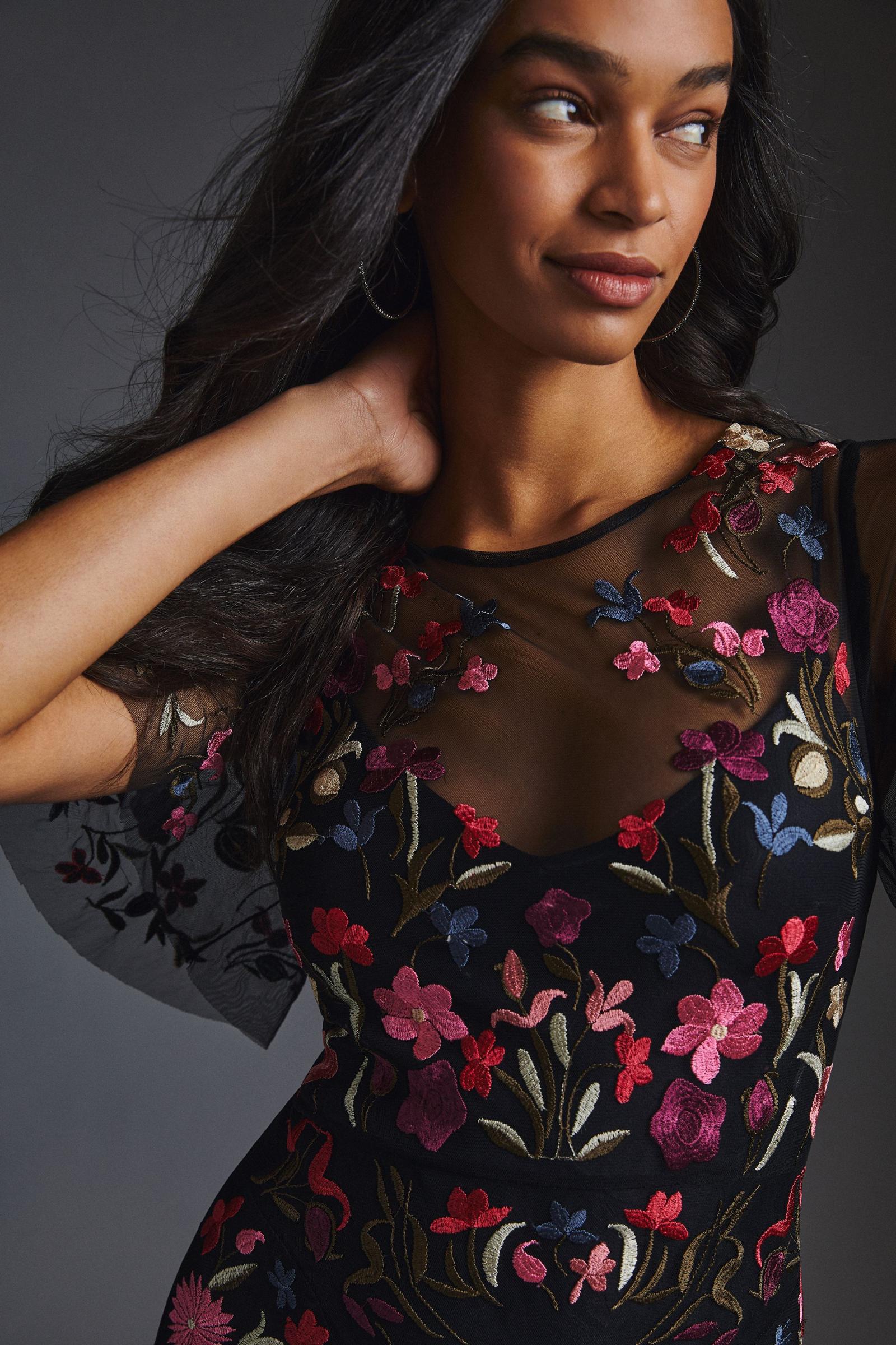 anthropologie embroidered floral dress