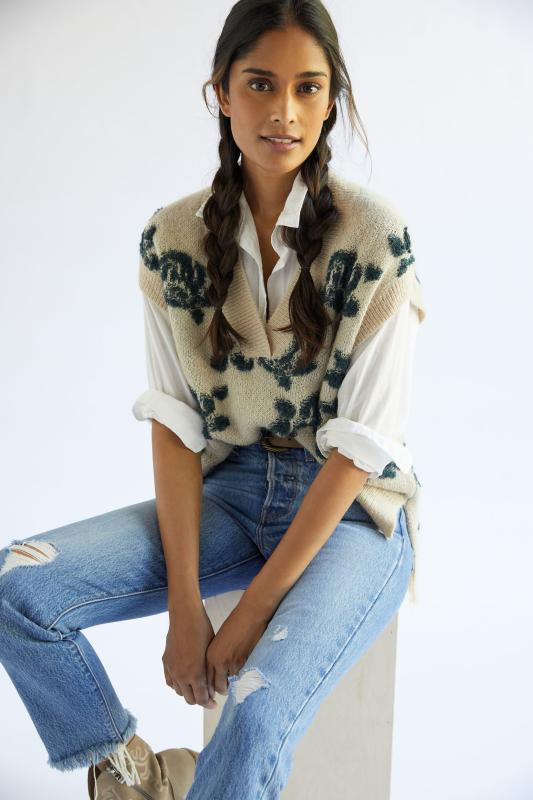 anthropologie floral vest