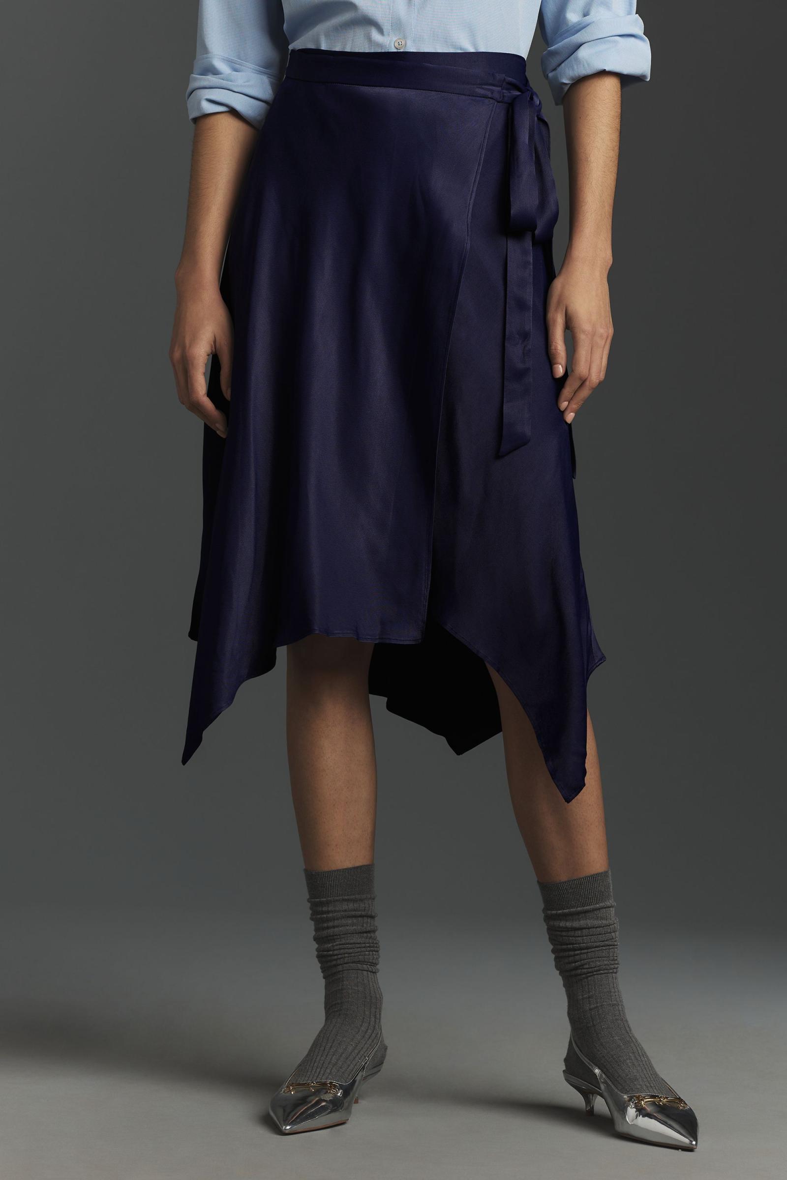 By Anthropologie（アンソロポロジー） アシンメトリー ラップ ミディ スカート Anthropologie ホーム