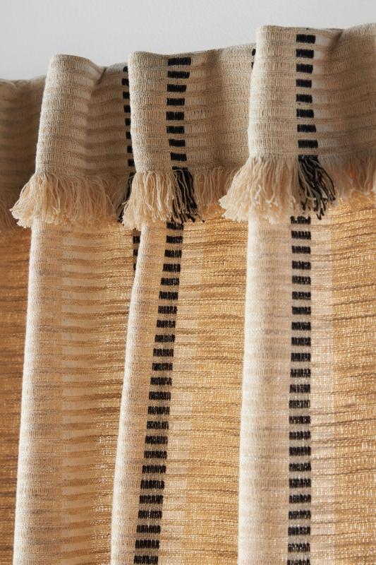 Pieced Stripe Cotton Blend Woven Curtain | Anthropologie