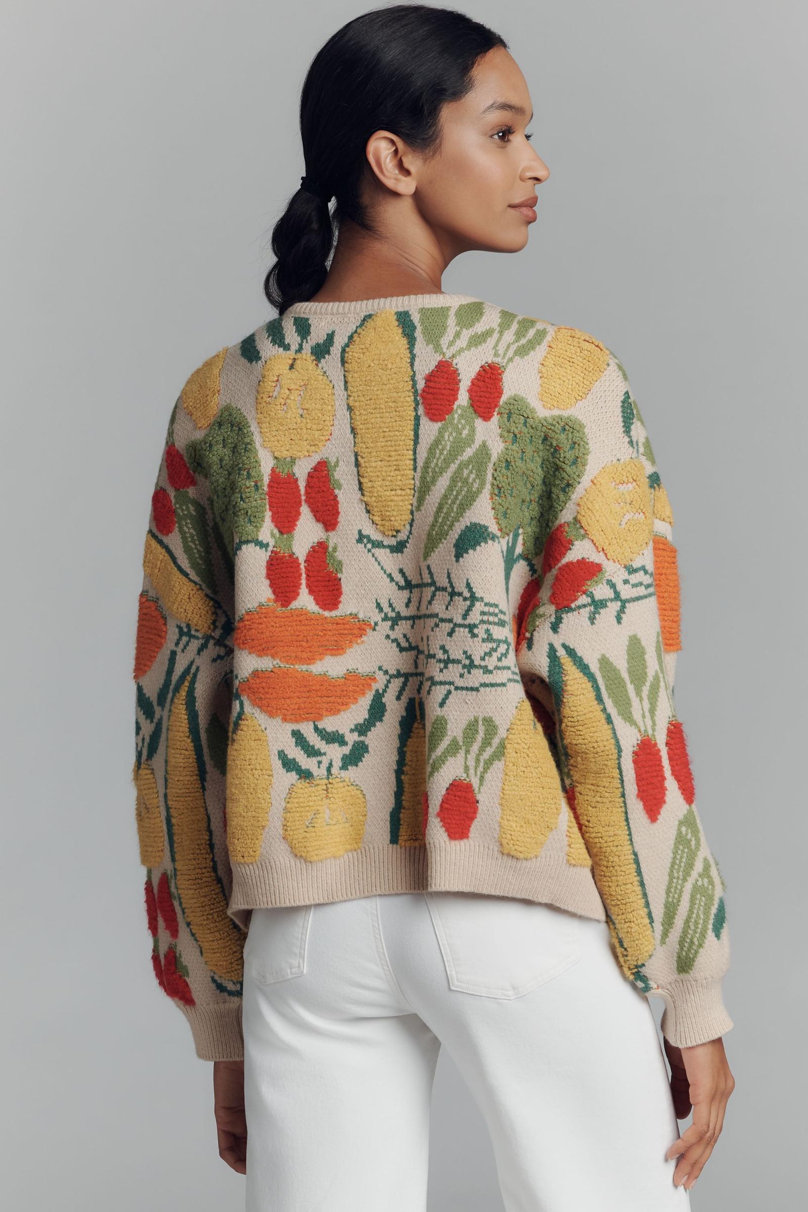 Maeve Veggie-Embellished Cardigan Sweater | Anthropologie