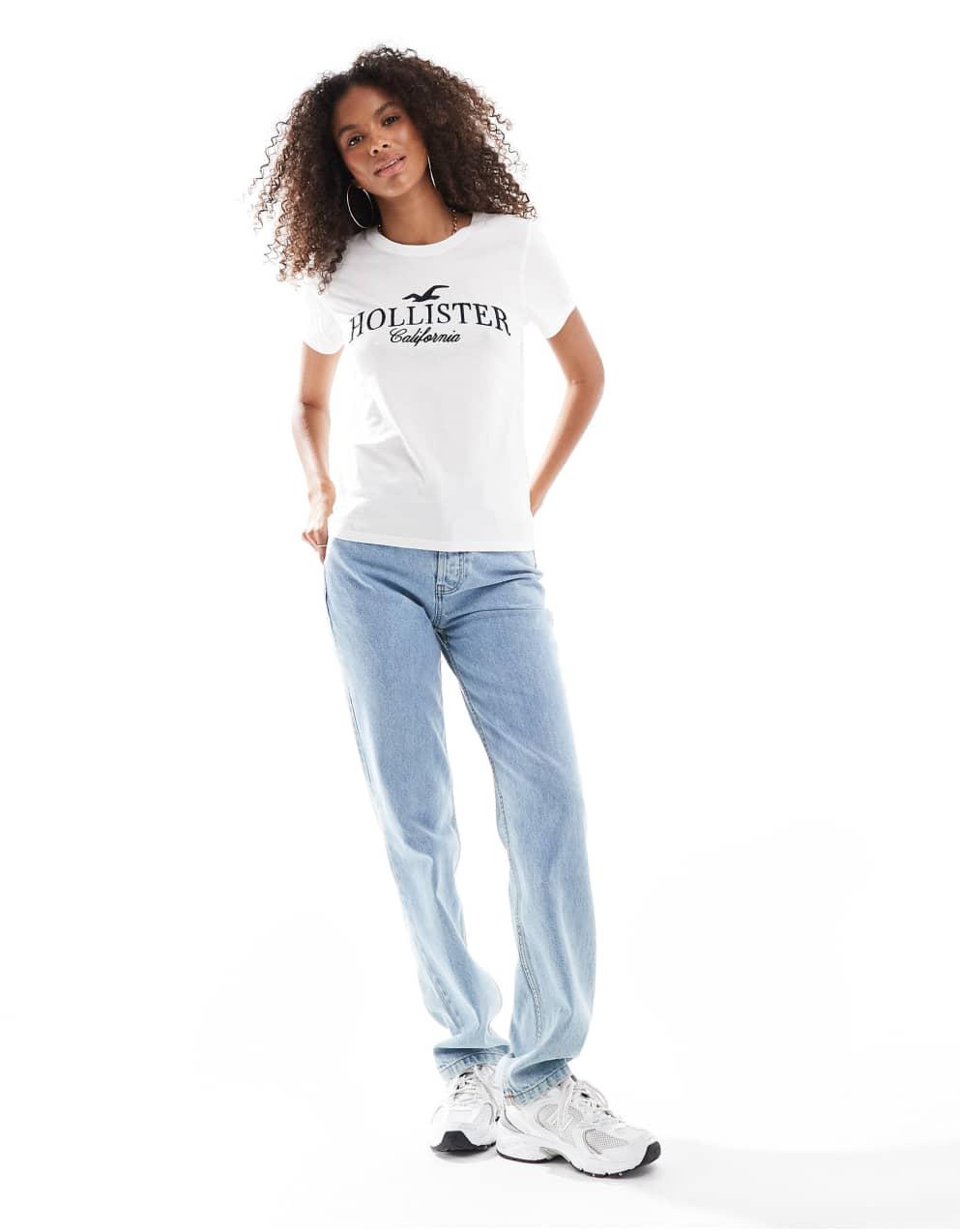 Hollister - ホリスター半袖ロゴTシャツ（オフホワイト を