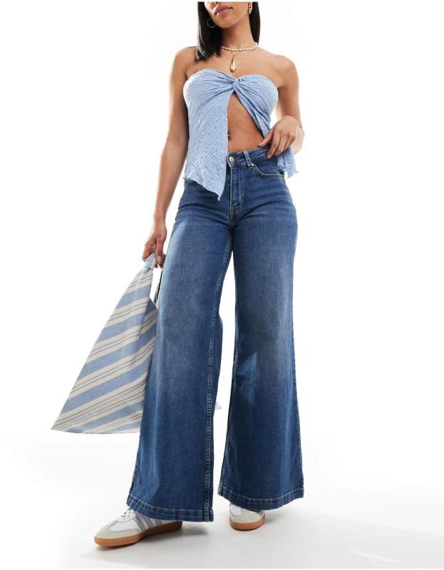 ダークブルー ワイドレッグ デニムパンツ jnco baggy ダークブルー ワイドレッグ デニムパンツ jnco baggy（Daisy