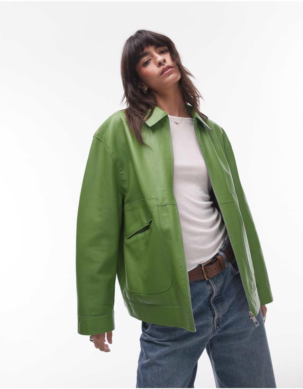 Topshop asos レザージャケット クロップ丈