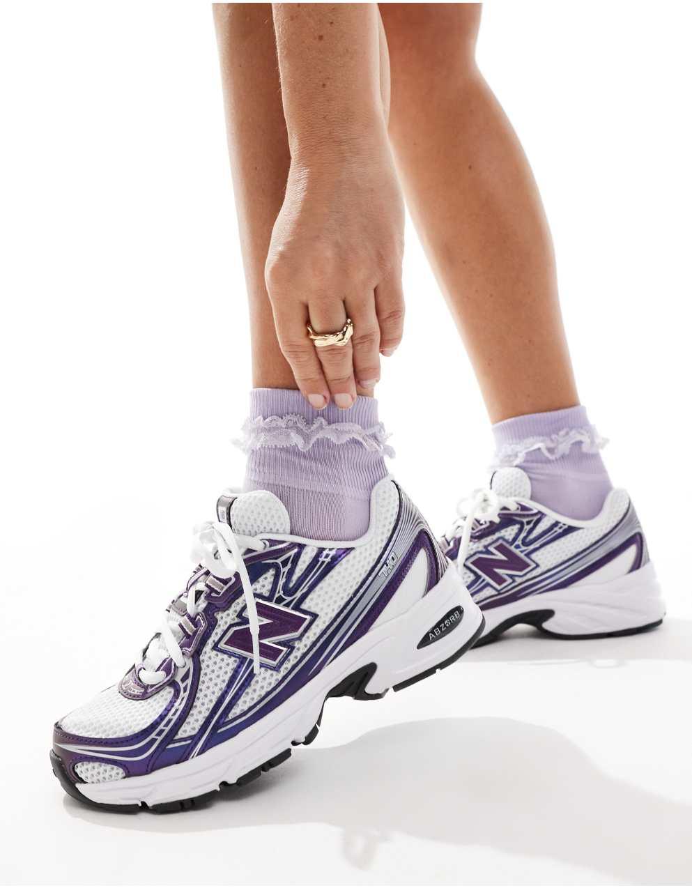 【関税込み】New Balance ホワイト＆パープル 740 スニーカー New Balance - ニューバランス740トレーナー（ホワイト