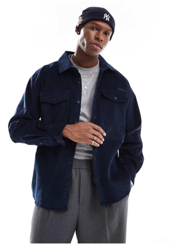 ネイビー コーデュロイシャツ