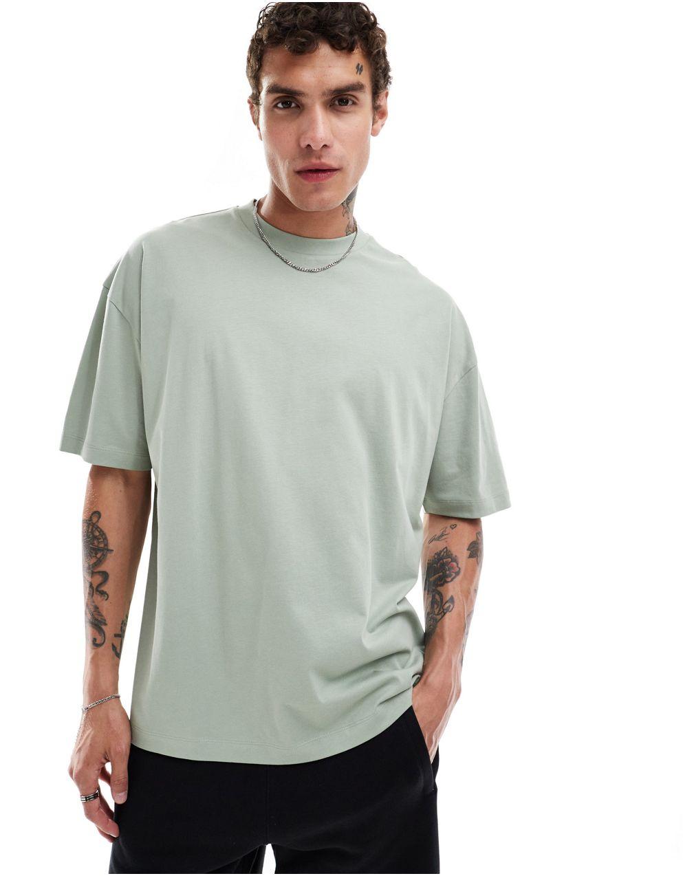 新品 バックプリントTシャツ オーバーサイズ コットン グリーン free ユニセックス】春〜秋まで！厚手USAコットン バックプリントT