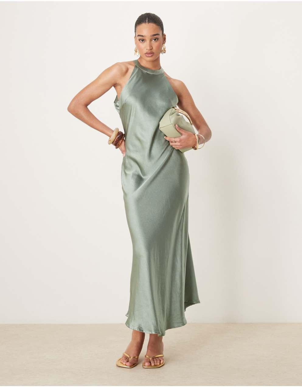 【関税込み】Nanushka グリーン Rozal マキシドレス Nanushka Women's Rozal Fitted Drape Front Dress | A.K. Rikk's