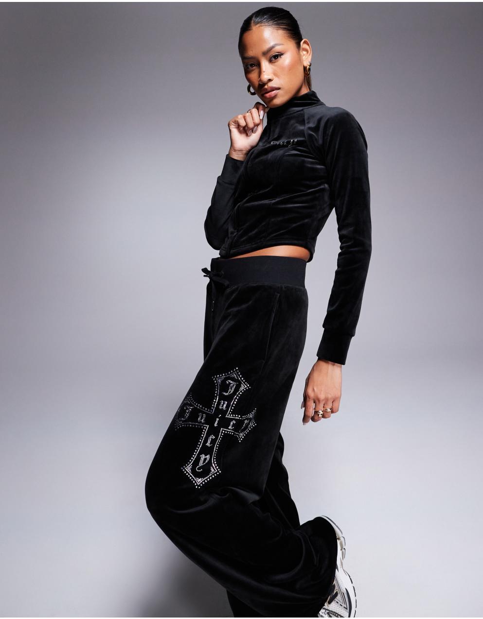 ジューシークチュール　スウェット　上下　セットアップ　テリア王冠　ベロア　グレー ジューシークチュール スウェット 上下 セットアップ テリア王冠