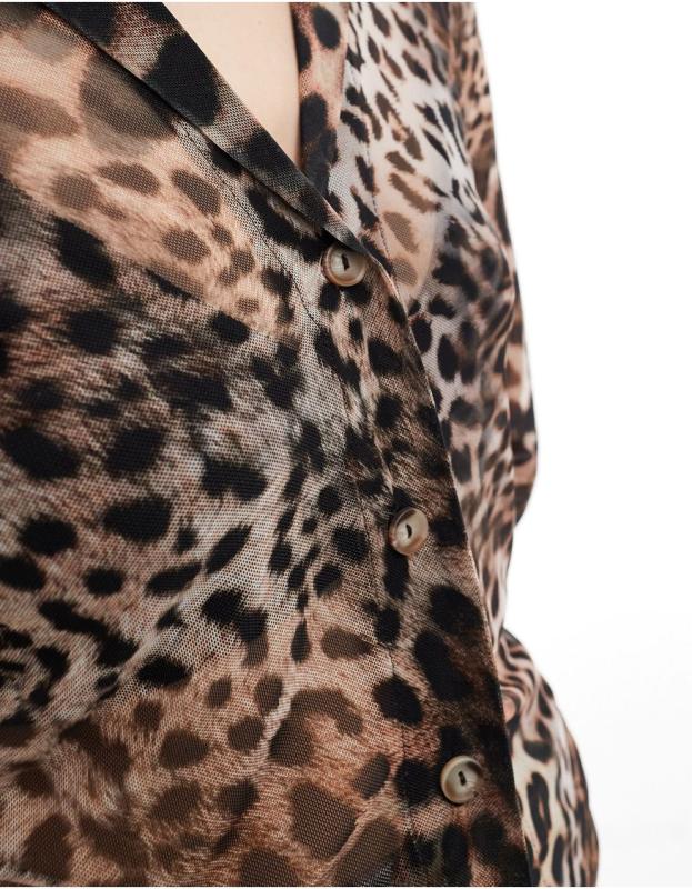 Style Cheat スタイル・チート・メッシュ・ロングスリーブ・シャツ（レオパード をオンライン購入 ASOS 日本公式サイト