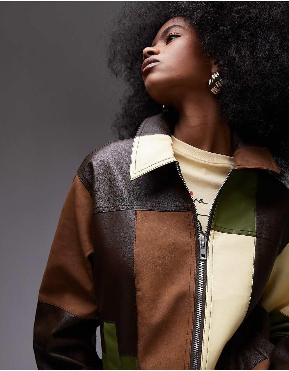 Topshop asos レザージャケット クロップ丈