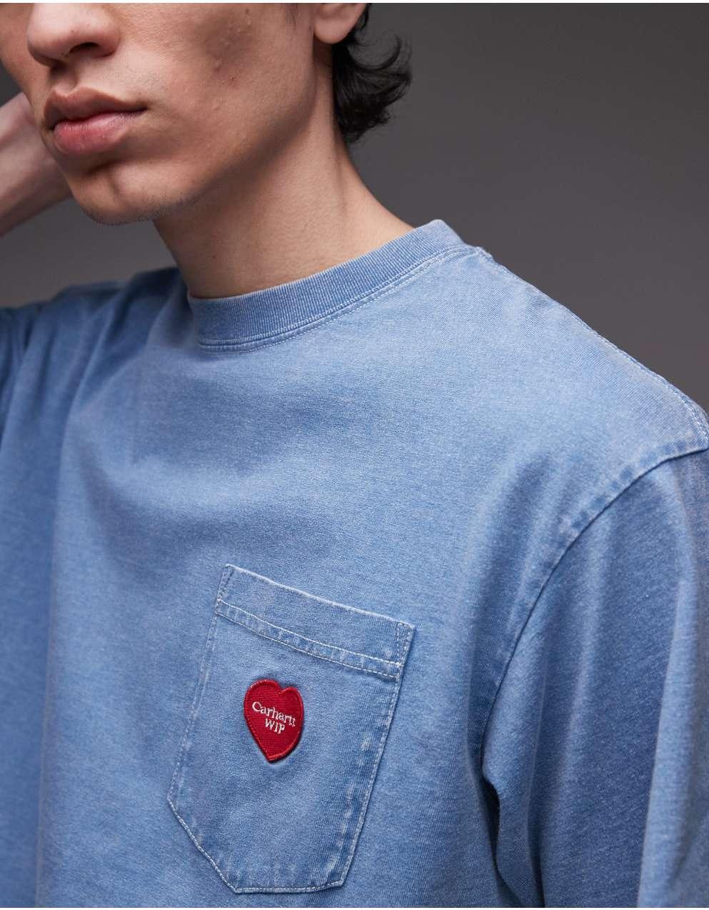 【Carharrt】カーハート  Wip T-shirt applied pocket ブルー Carhartt WIP Pocket T-Shirt in Blue | SVD