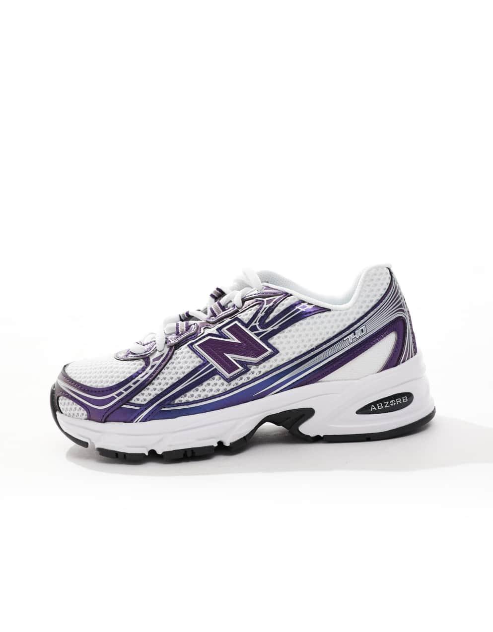 【関税込み】New Balance ホワイト＆パープル 740 スニーカー New Balance - ニューバランス740トレーナー（ホワイト