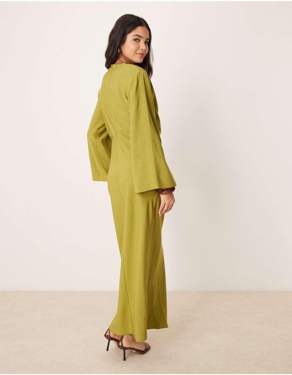 ASOS DESIGN - ASOS DESIGN 長袖タックウエストバイアスマキシ