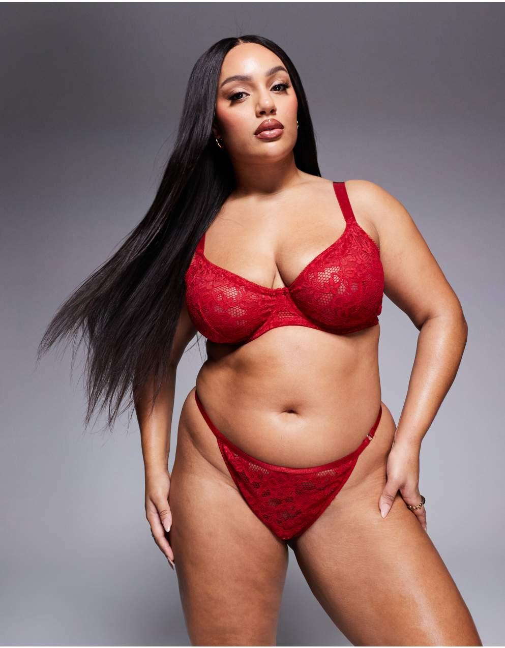 curves Lingerie ASOS Curve - ASOS DESIGN Curve Margot レースアンダーワイヤーブラジャー （レッド をオンライン購入 | ASOS  日本公式サイト | トレンド&ファッションのオンラインストア