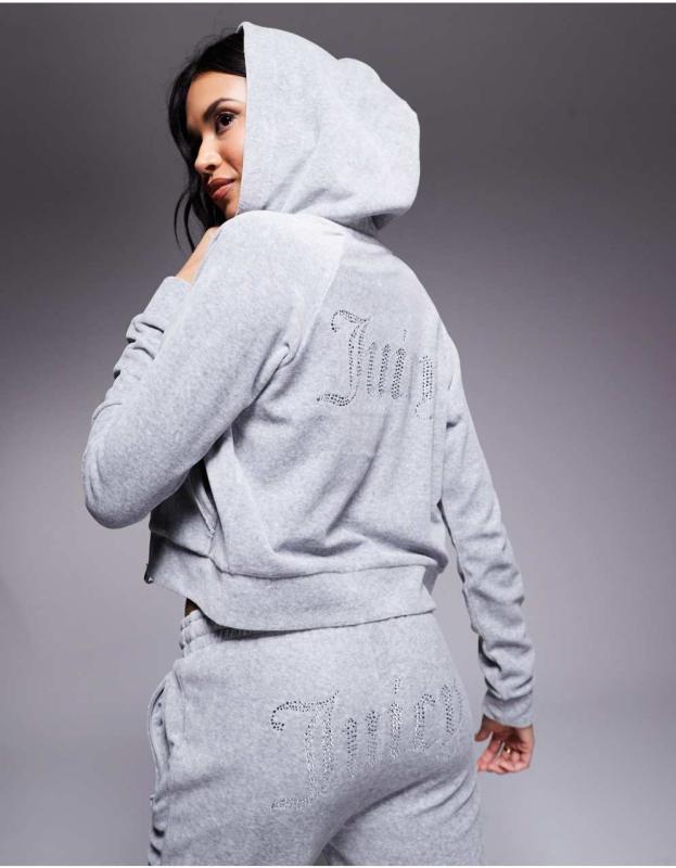 JUICY COUTUREベロアグレーパーカーL