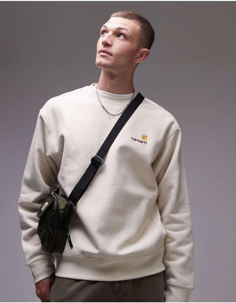 【人気商品！】CarharttホワイトAmericanScriptスウェットシャツ Carhartt WIP - カーハートWIPアメリカン・スクリプト