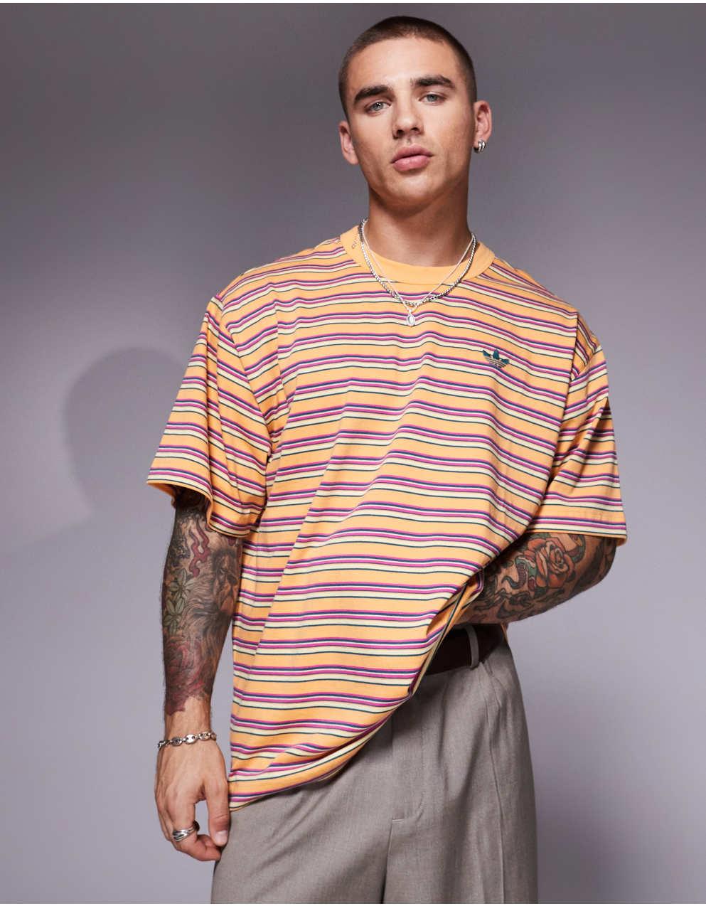 【adidas Originals】Stripe Tシャツ ボーダー柄 半袖 adidas｜アディダスのTシャツ/カットソー（ボーダー柄）通販