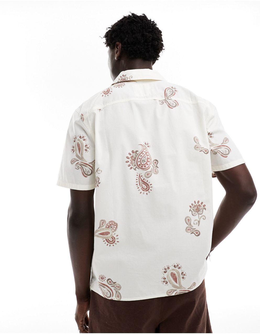 ★Hollister.co★ボックス型半袖クロシェ風シャツ Hollister - ホリスター半袖リヴェールカラープリントポプリン