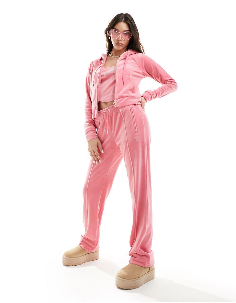 【JUICY COUTURE】ローズ コットンベロア パーカー&パンツ set JUICY COUTURE - ジューシークチュールディアマンテベロア