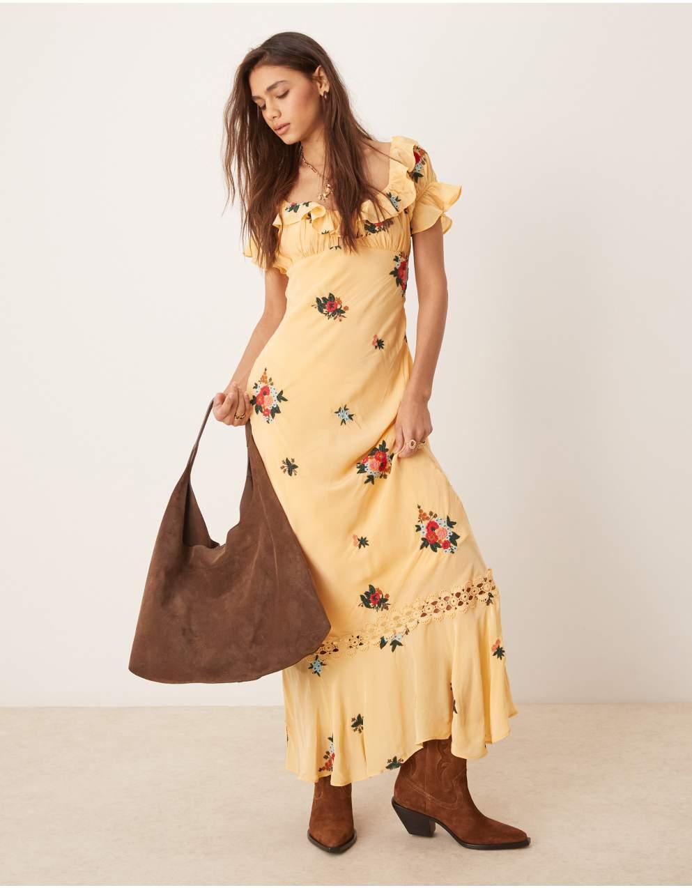 ASOS 花刺繍マキシドレス