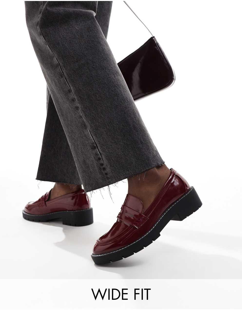 ボントレ ワインレッド ローファー 38.0 New Look Wide Fit - ニュールック ワイドフィット チャンキー