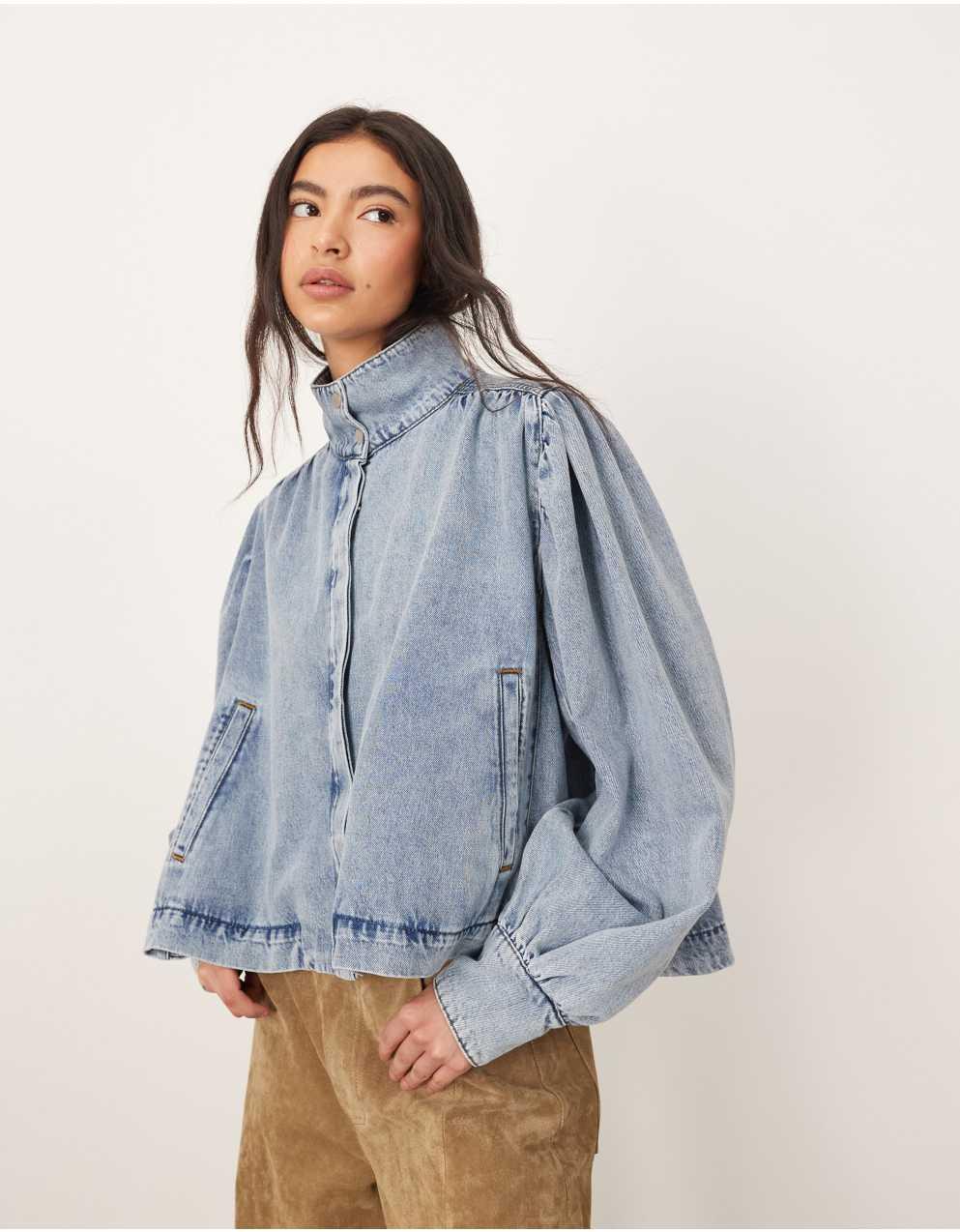 美品 アヤン ダークデニム バルーンスリーブジャケット