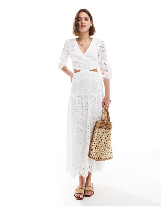 Mango マンゴークロシェットディテールカットアウトミディドレス（ホワイト をオンライン購入 ASOS 日本公式サイト トレンド