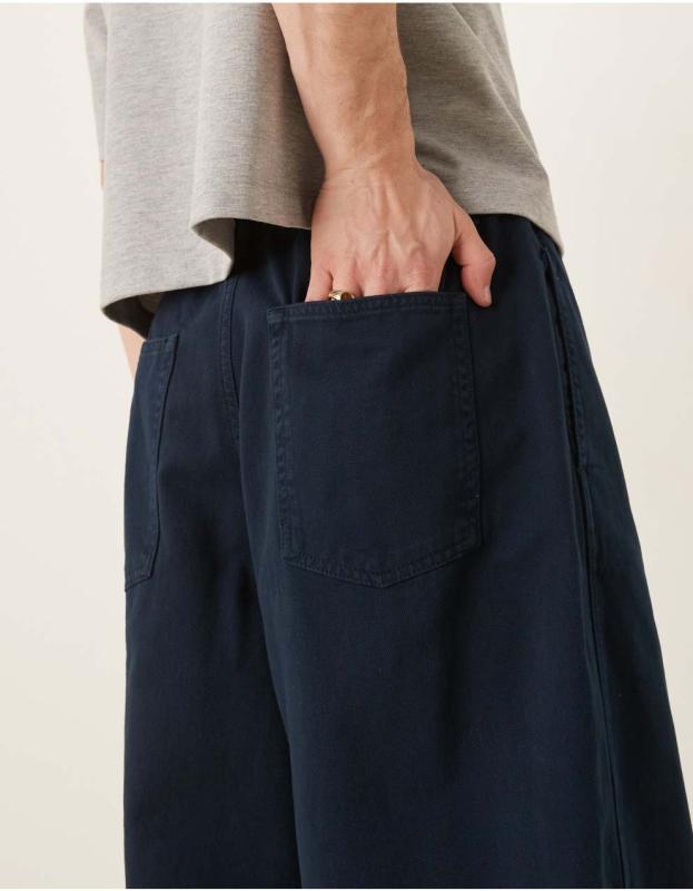 ネイビー パラシュートパンツドローストリング付き