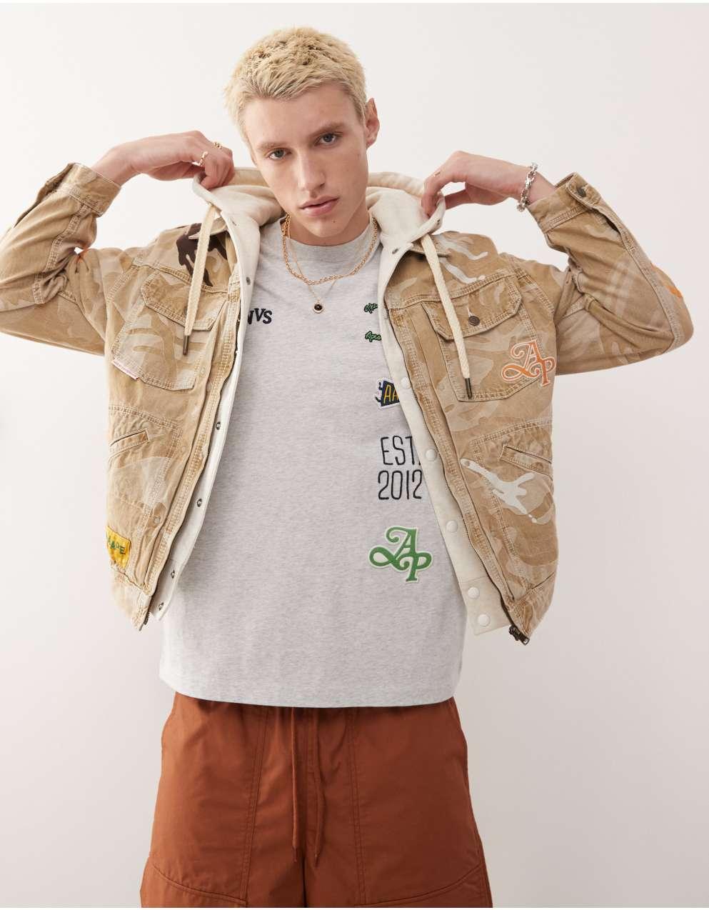 Aape エーエイプデニムジャケット カモフラージュフード付き
