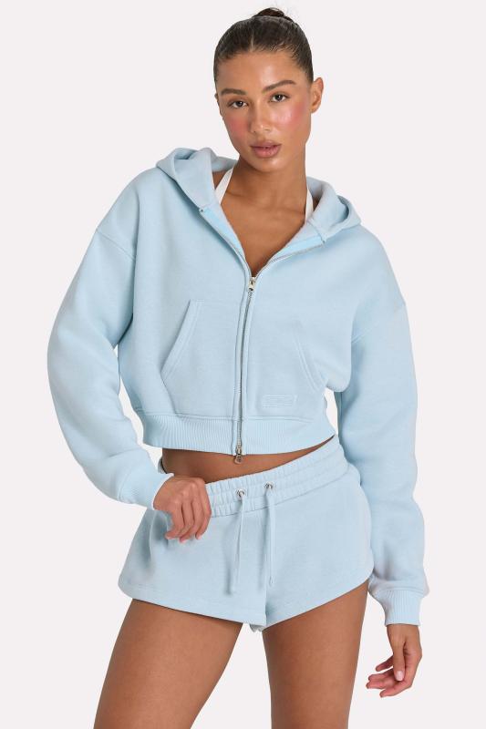 Oversized Zip-up Hoodie In Powder Blue | Bo And Tee United States