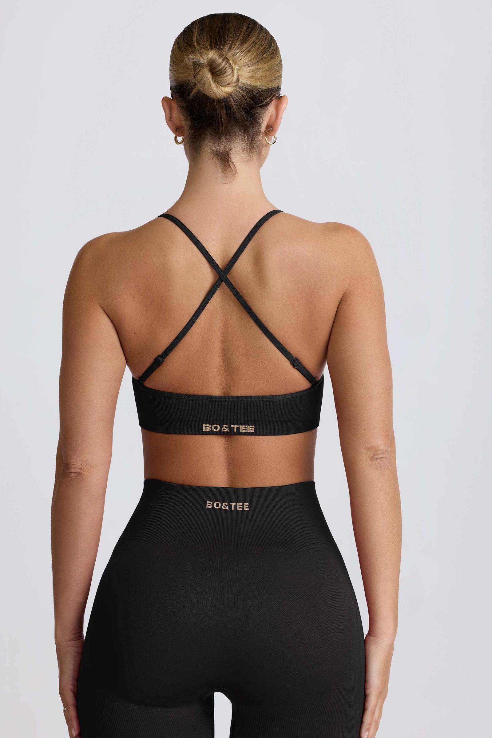 Super Sculpt Seamless Cross back Sports Bra In Black Bo And Tee Super Sculpt Seamless Cross back Sports Bra In Black Bo And Tee