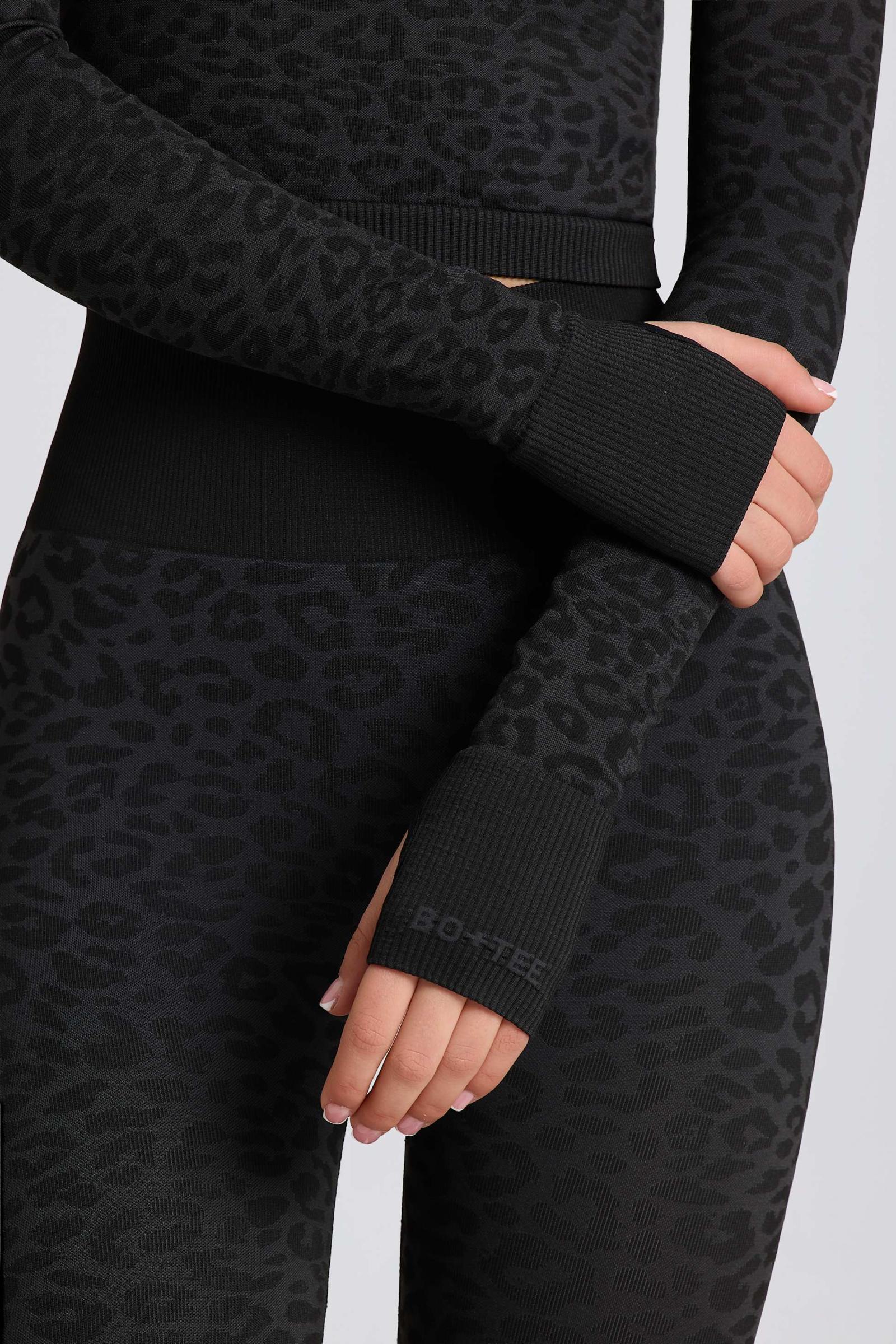 Thermal Long Sleeve Top In Black Leopard