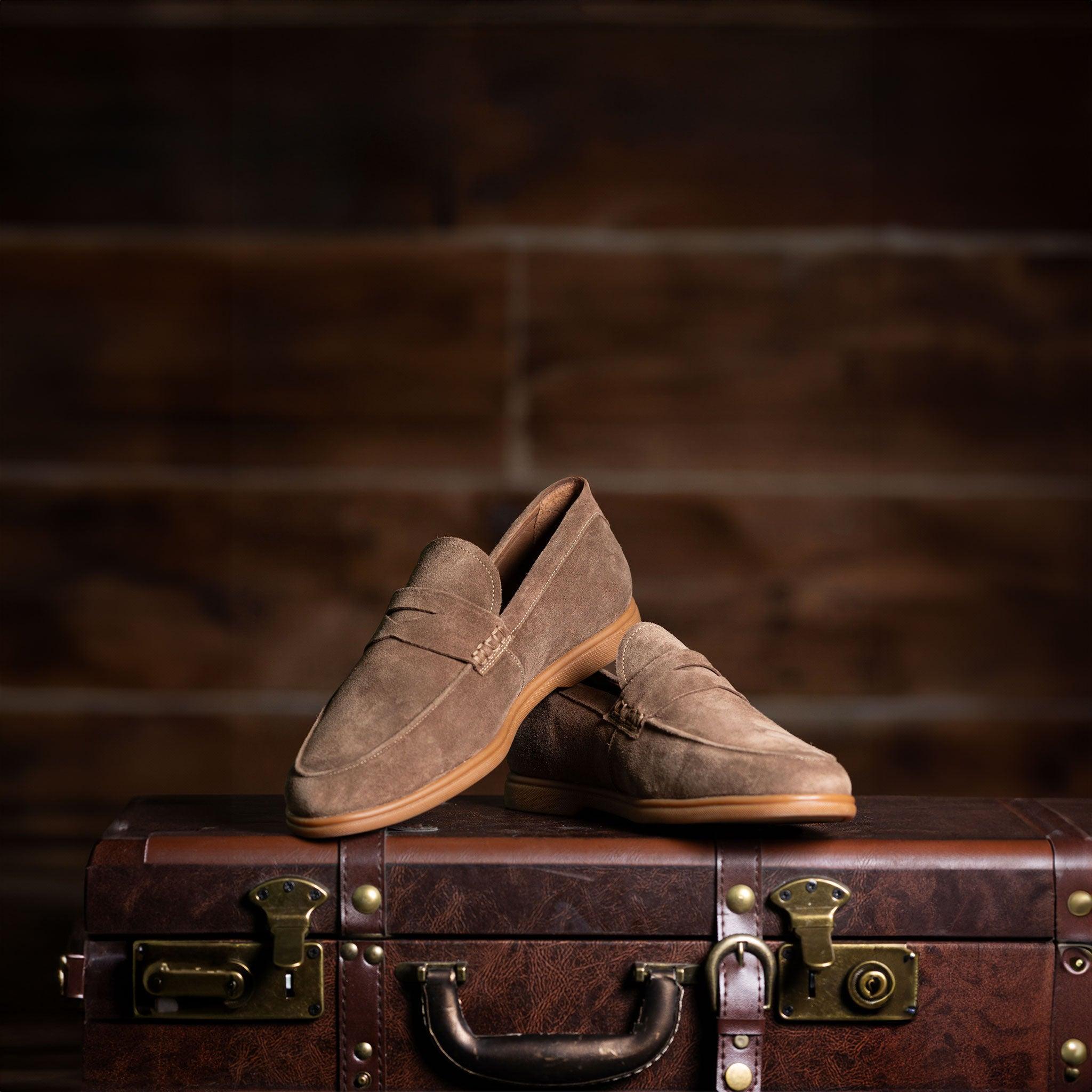 tobacco suede loafers Sigaro Penny Loafer Dark Tobacco Suede | Collars & Co: Designer Polo Shirts