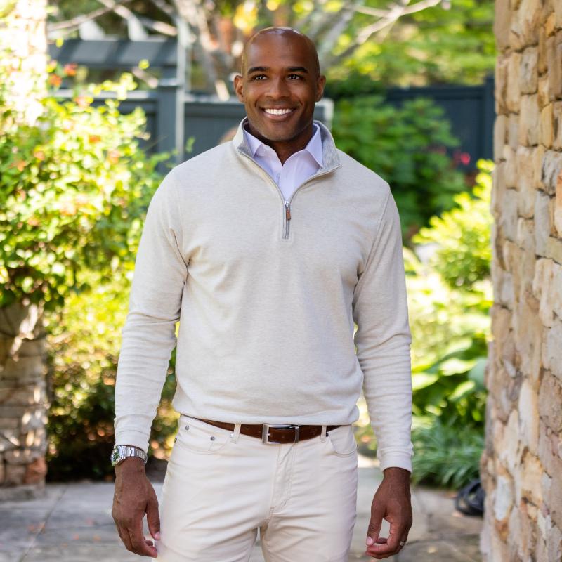 Sand Heather Cloud Cotton Quarter Zip Pullover | Collars