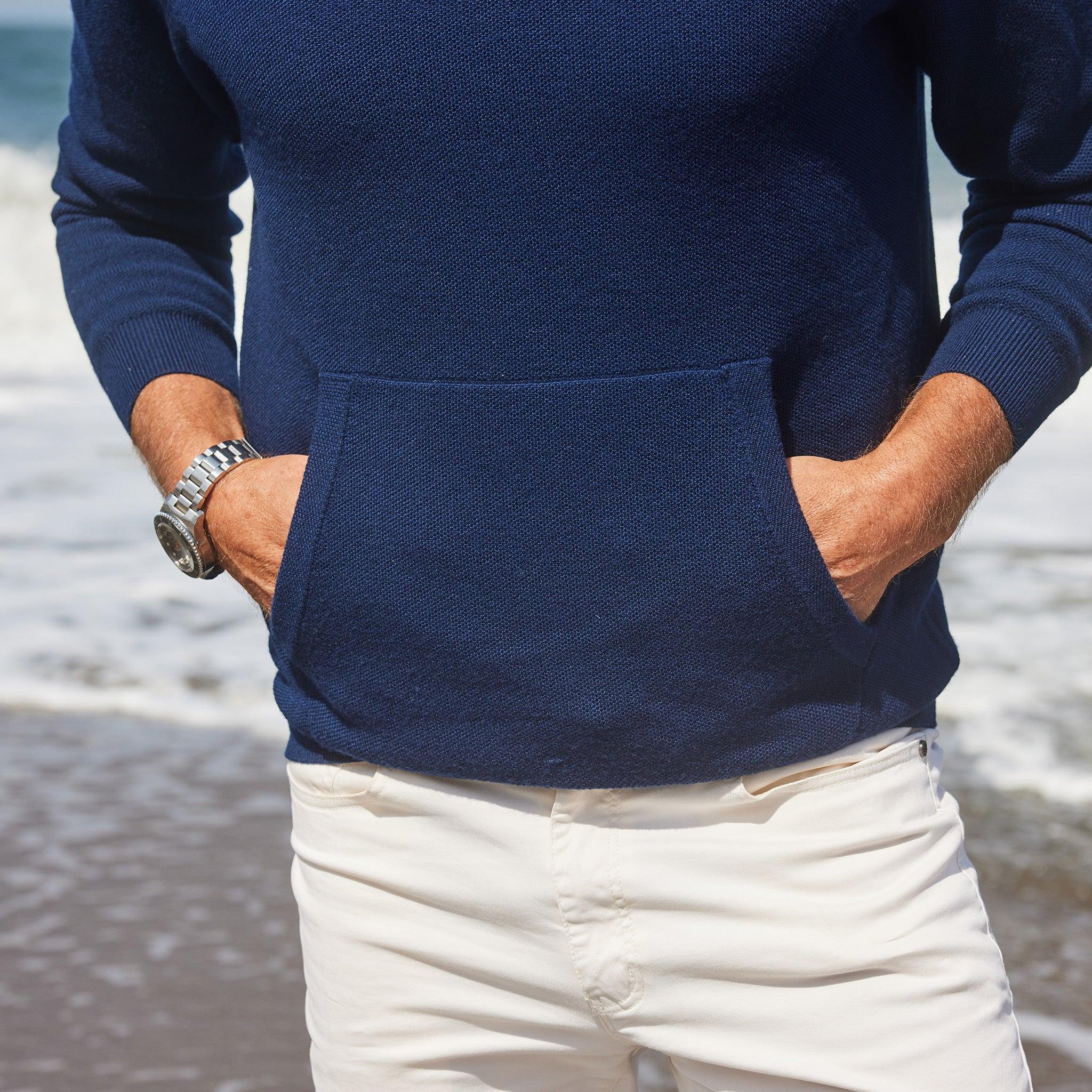 Napoli Pocket Quarter Zip Wool Sweater Navy | Collars & Co