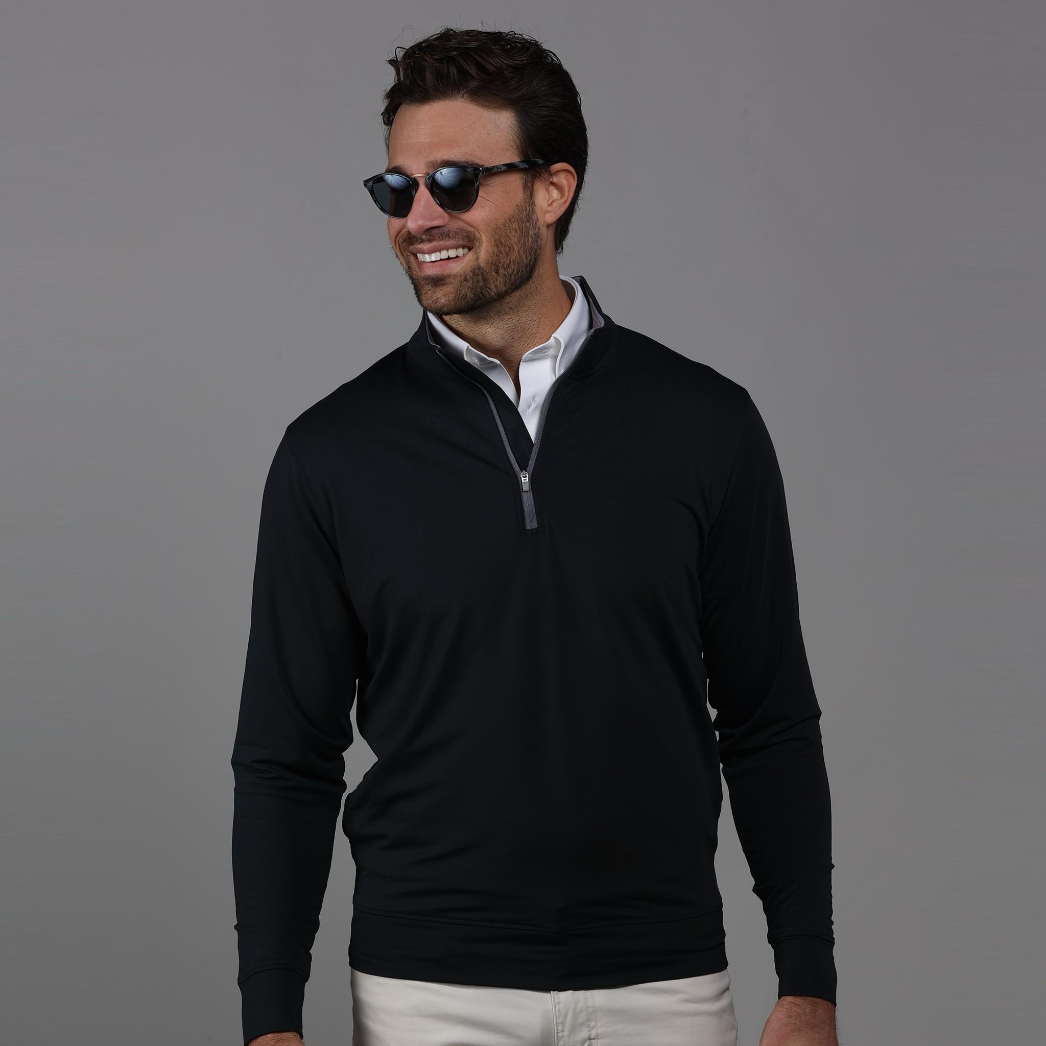 Black Tour Performance Men's Golf Quarter Zip Pullover | Collars