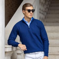 Ink Vineyard Waffle Knit Quarter Zip Sweater | Collars & Co